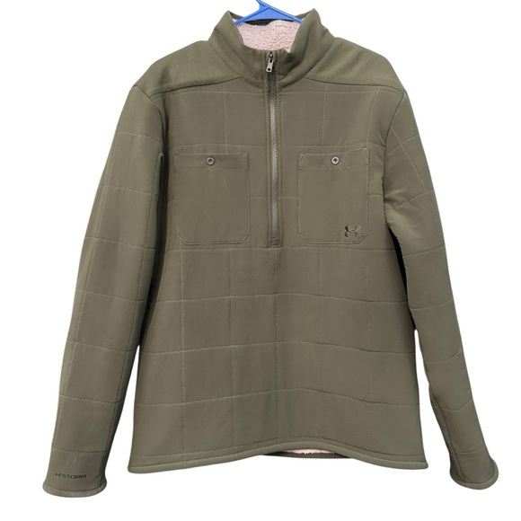Under Armour Other - Under Armour Storm ColdGear Green Quilted 1/2 Zip Pullover Sherpa LG